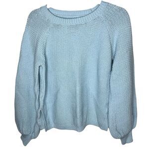 NEW! Lou & Grey Light Blue Balloon Sleeve Crew Neck Women's Sweater Sz XXS
